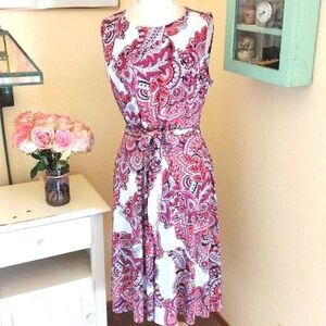 Charter Club Paisley Print Midi Dress in Red and White
